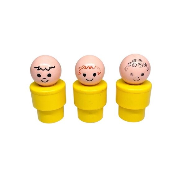 Lot Of 3 1974 Fisher Price Little People Jumbo Yellow Figures 3 1/2" - Picture 1 of 9